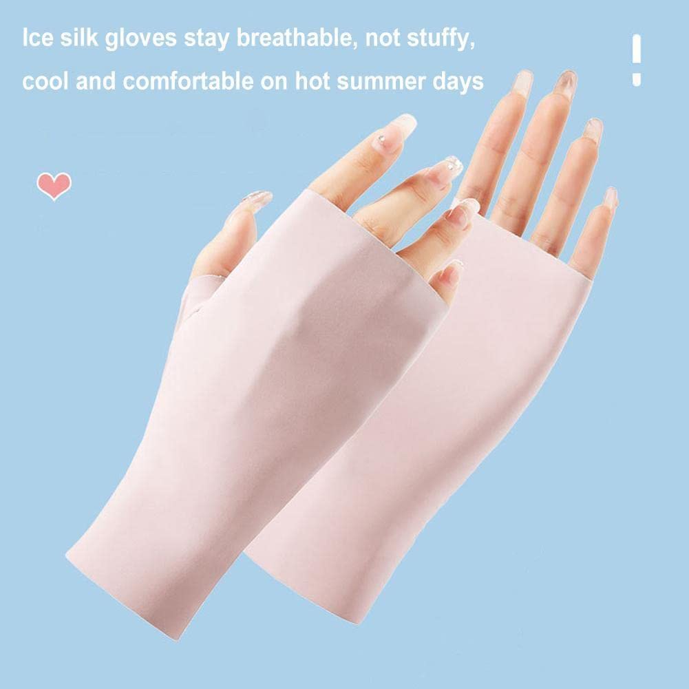 ☆XLサイズ 夏用 アイスシルク ハーフフィンガー 薄型 通気性 速乾性 Amazon | [UPCOT] 女性のセミフィンガードライビンググローブ手袋夏